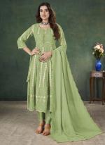 Georgette Green Festival Wear Embroidery Work Anarkali Suit